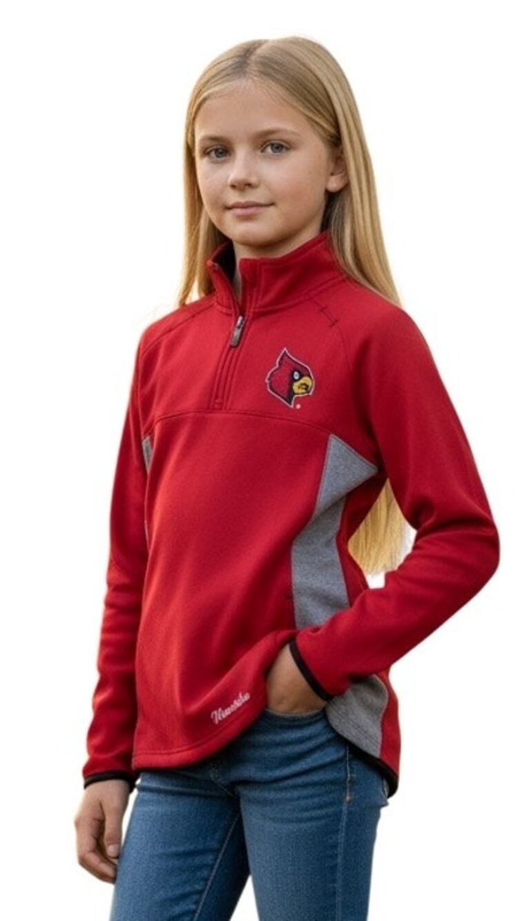 Gen2 Louisville Cardinals NCAA Extreme Team Logo 1/4 Zip Jacket Girls Size L 14
